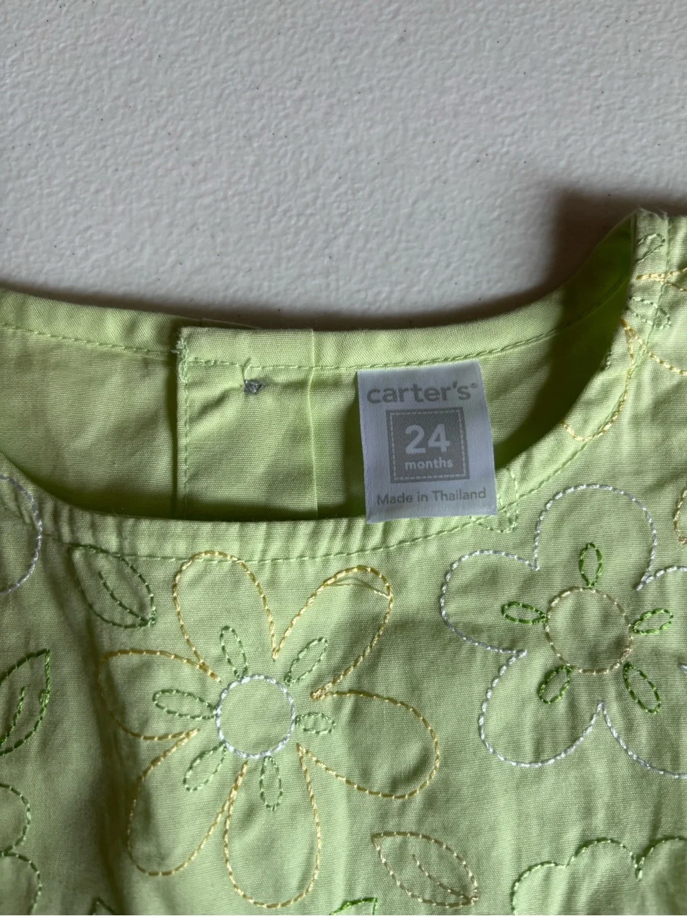 Carter's “Cute Denim Collection” Pale Green Embroidered Baby Tank Top
